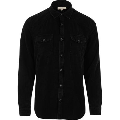 Black corduroy western style shirt